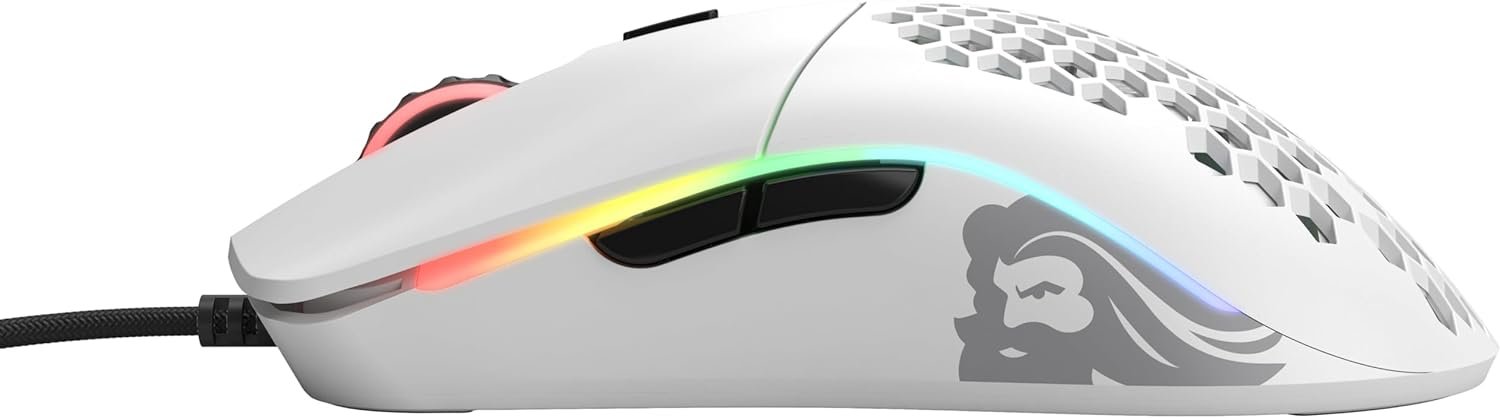 Glorious Model O Wired Gaming Mouse 67g Superlight Honeycomb Design, RGB, Pixart 3360 Sensor, Omron Switches, Ambidextrous - Matte White - Image 5