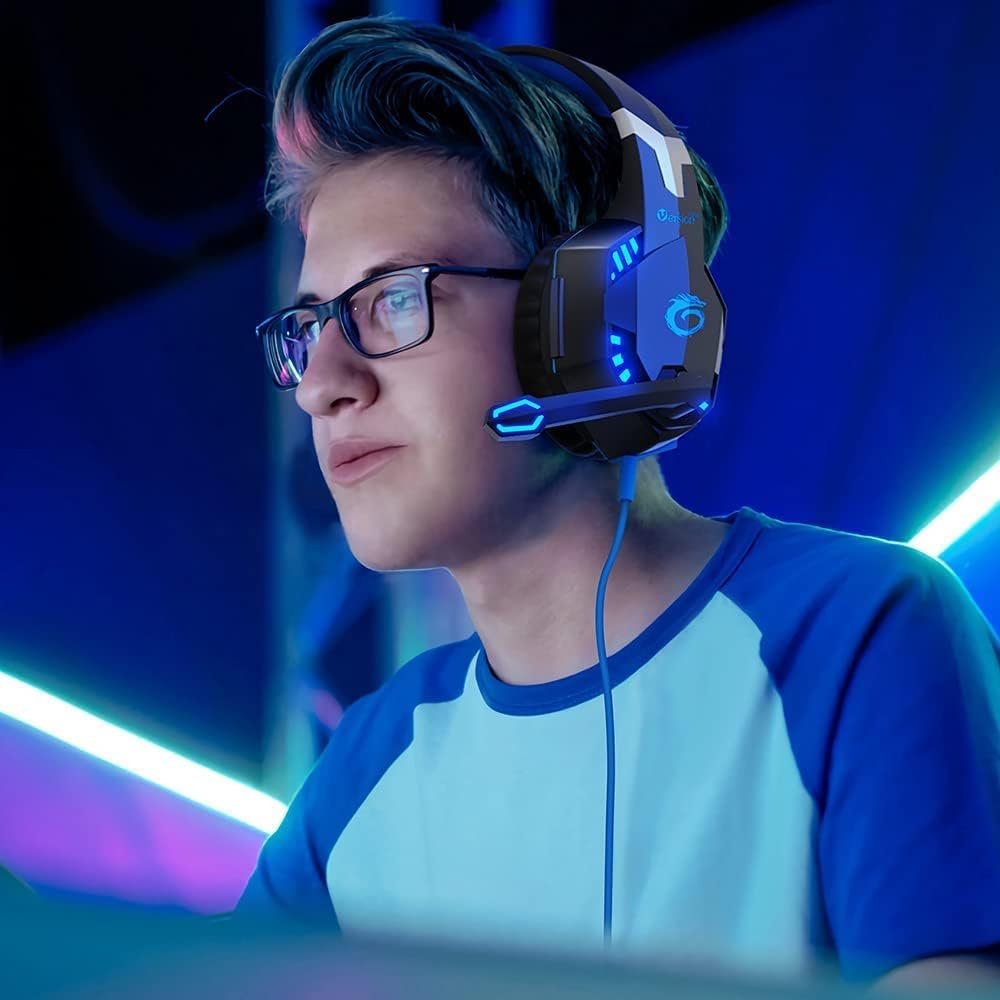 VersionTECH. G2000 Gaming Headset for PS5 PS4 Xbox One Controller,Bass Surround Noise Cancelling Mic, Over Ear Headphones with LED Lights for Mac Laptop Xbox Series X S Nintendo Switch NES PC Games - Image 3