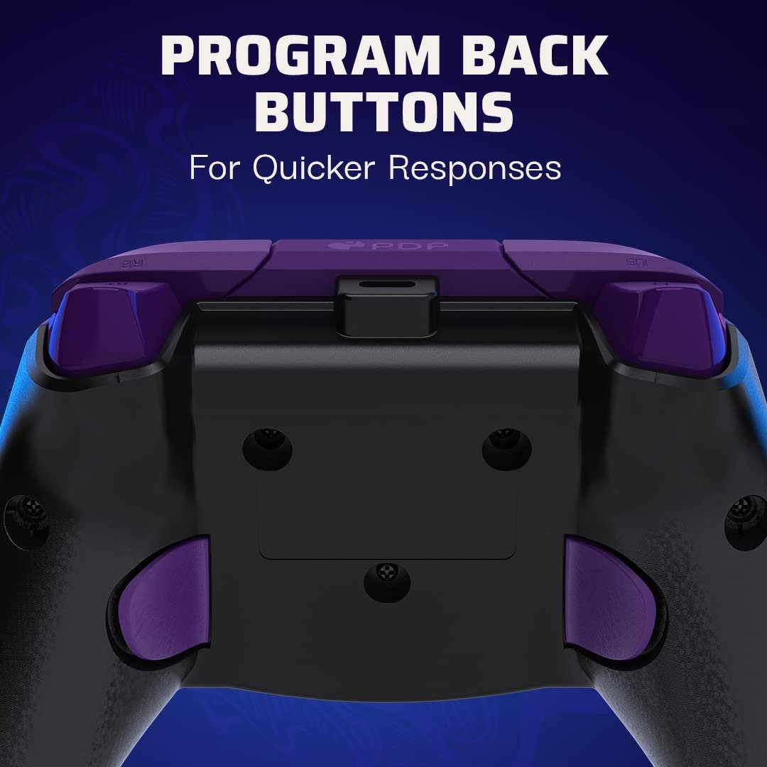 PDP Gaming REMATCH Enhanced Wired Gaming Controller: Licensed Gamepad for Xbox Series X|S, Xbox One, Windows PC, Mappable Back Buttons, Customizable Triggers, Audio Control, Companion App: Purple Fade - Image 5