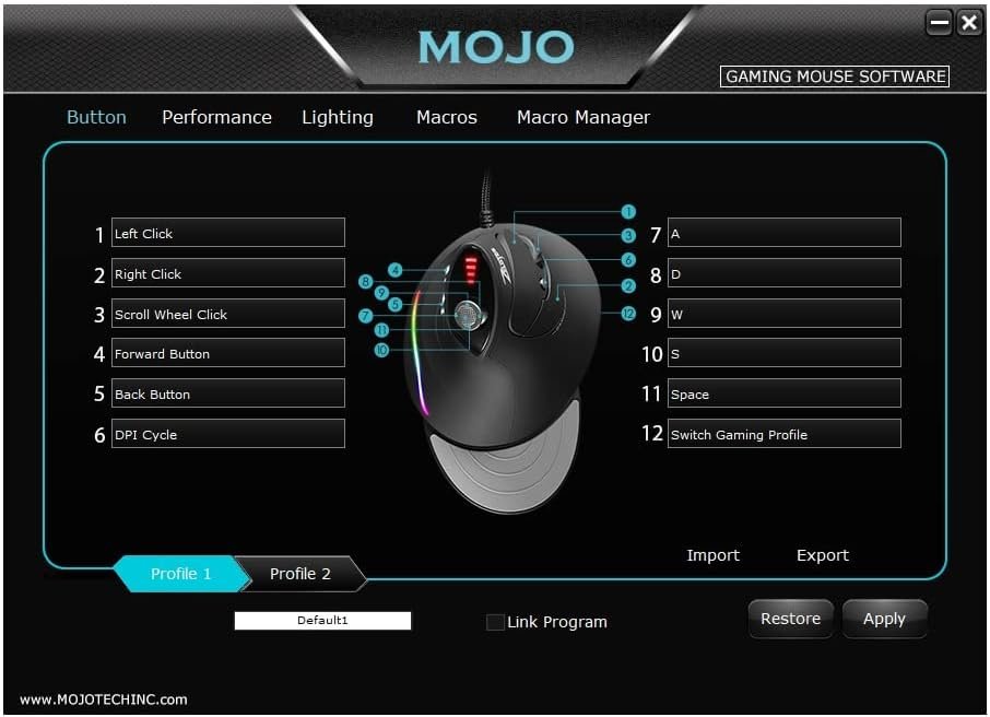 MOJO Silent Vertical Gaming Mouse - Ergonomic Mouse for PC Gaming w/ 4 Directional Joystick Buttons, Adjustable DPI (1000-10000), Custom Software, Macros, and More - Image 6