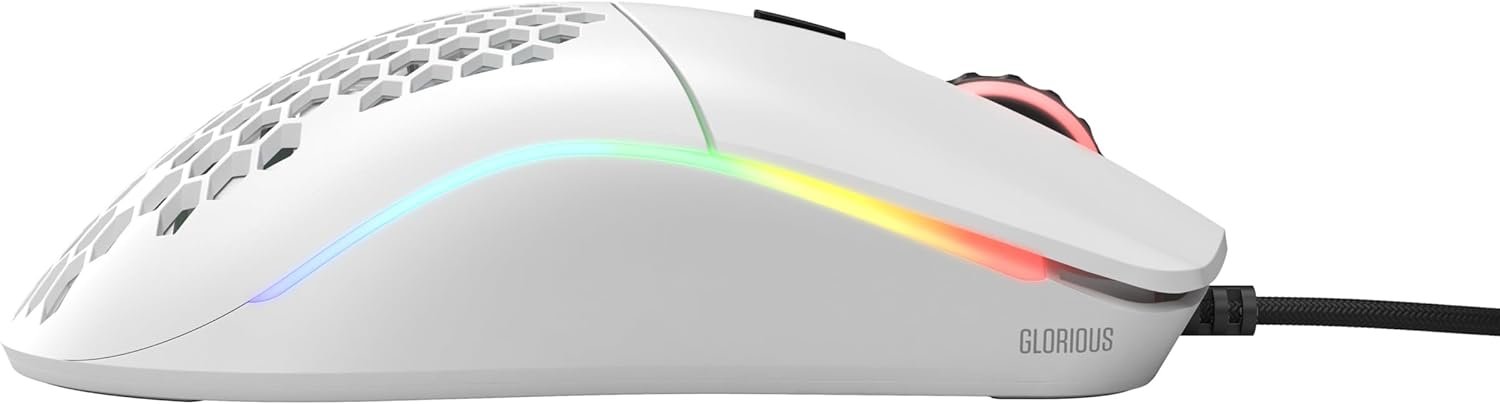 Glorious Model O Wired Gaming Mouse 67g Superlight Honeycomb Design, RGB, Pixart 3360 Sensor, Omron Switches, Ambidextrous - Matte White - Image 6