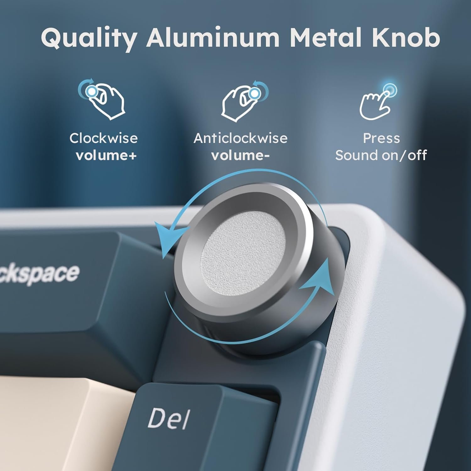 RK ROYAL KLUDGE R65 Wireless Mechanical Keyboard with Volume Knob, Tri-Mode 2.4G/USB-C/BT Gasket Mounted 60% Gaming Keyboard with 66Keys, PBT Keycaps, VIA, Hot Swappable Cream Switch, Blue - Image 5