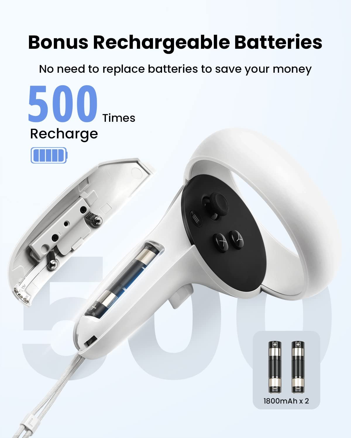 GEEKERA Charging Dock for Oculus Quest 2, Magnetic Charging Station for Meta Quest 2 VR Headset & Controllers, VR Accessories with 2 Rechargeable Batteries, USB C Charger, Fast Charging - Image 5