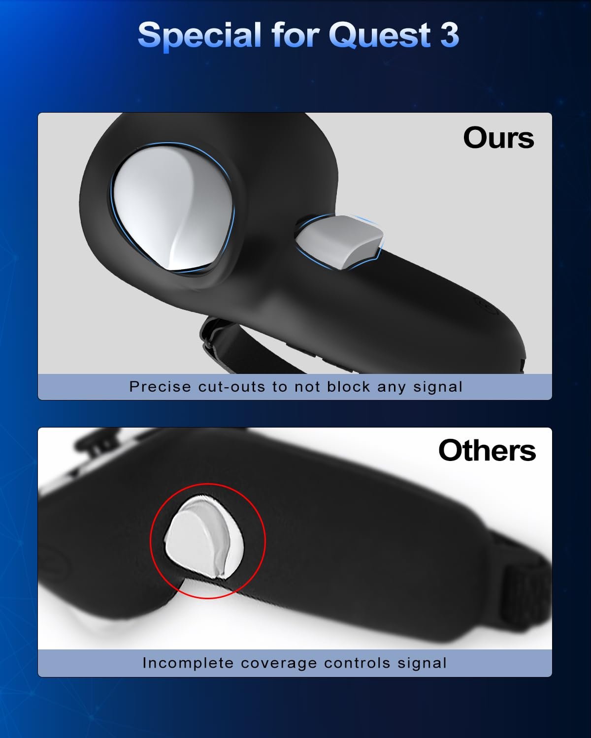 Controller Grip for Oculus Meta Quest 3S Oculus Quest 3 VR Accessories Grips Cover for VR Touch Controllers Straps Silicone Covers Protector with Non-Slip Thumbstick Covers 1Pair Black - Image 5