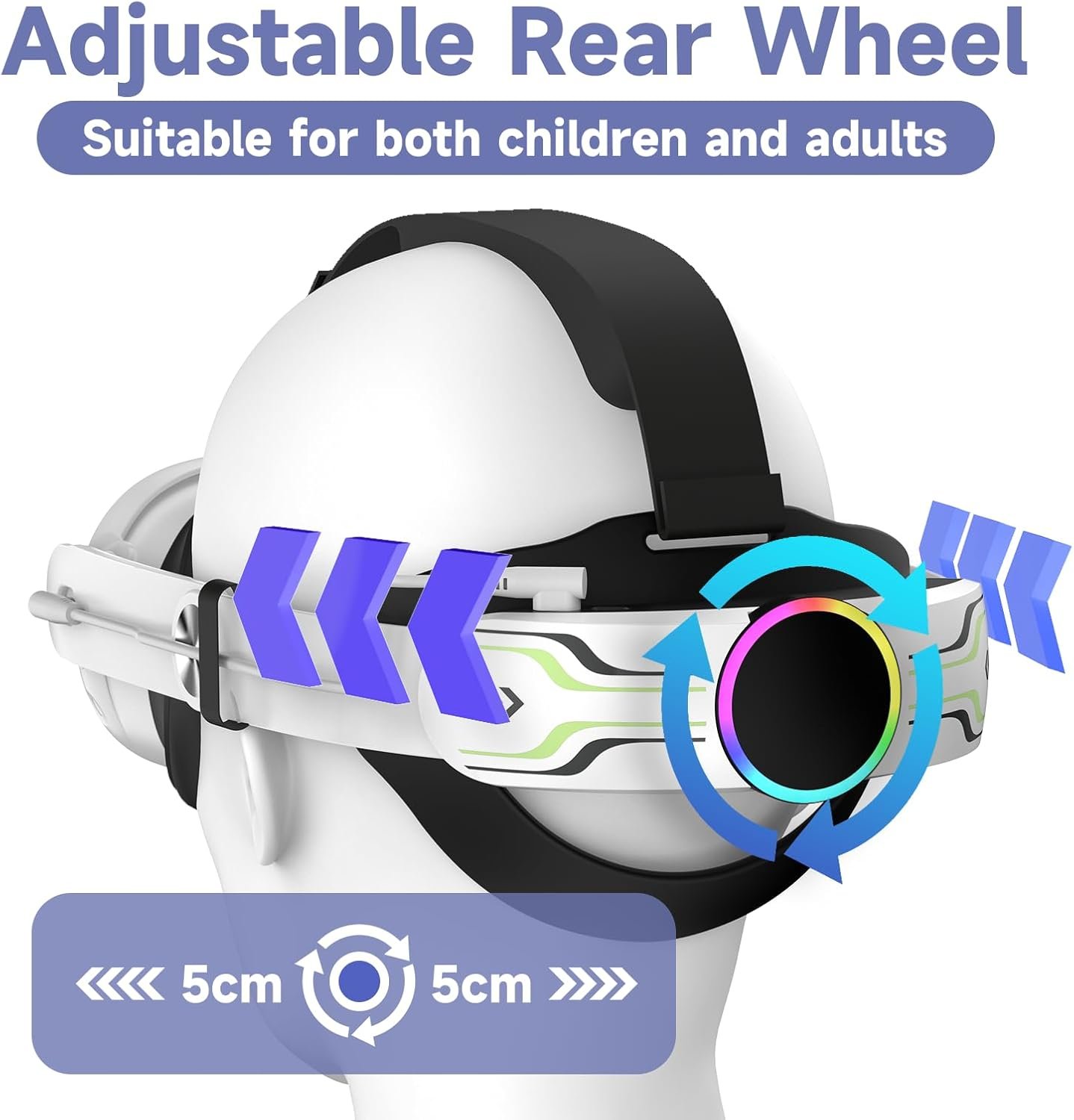 RGB Head Strap with Battery for Meta/Oculus Quest 3/Quest 3S, 10000mAh Battery Pack for Extended 8H of Playtime, Fast Charging VR Power, Adjustable Elite Strap Enhanced Support and Balance in VR - Image 4