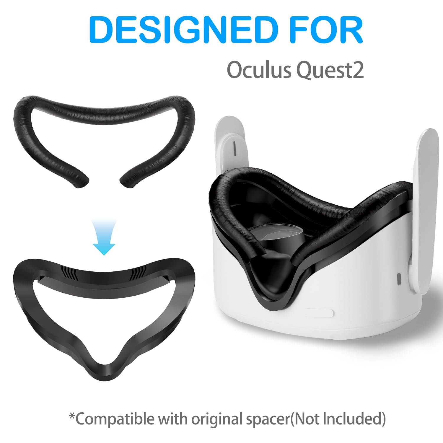 Oculus Quest 2 Face Pad Replacement,VR Accessories for Meta Quest 2, Compatible with Oculus Quest 2 Original Spacer - Image 3