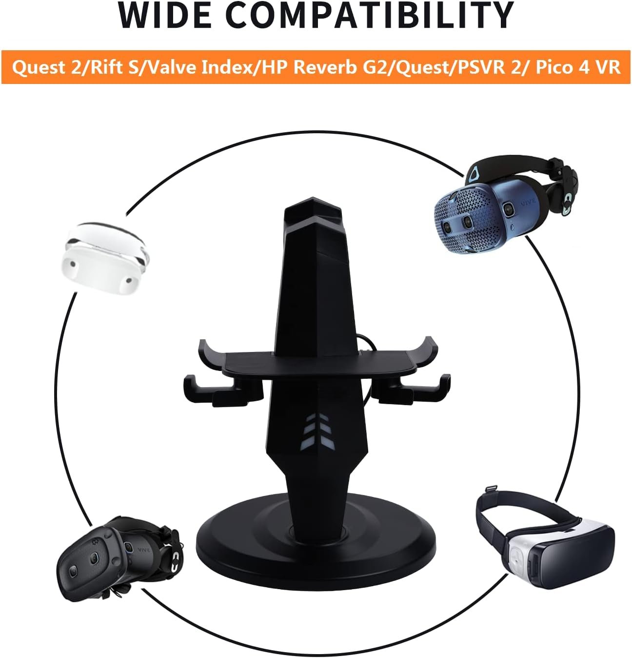 TechKen Charging Station for Quest 2, VR Headset Charging Dock for Quest 2 Accessories Stand Holder Supports Charging Headset with Type C Cable, VR Controllers Holder Stand - Image 3
