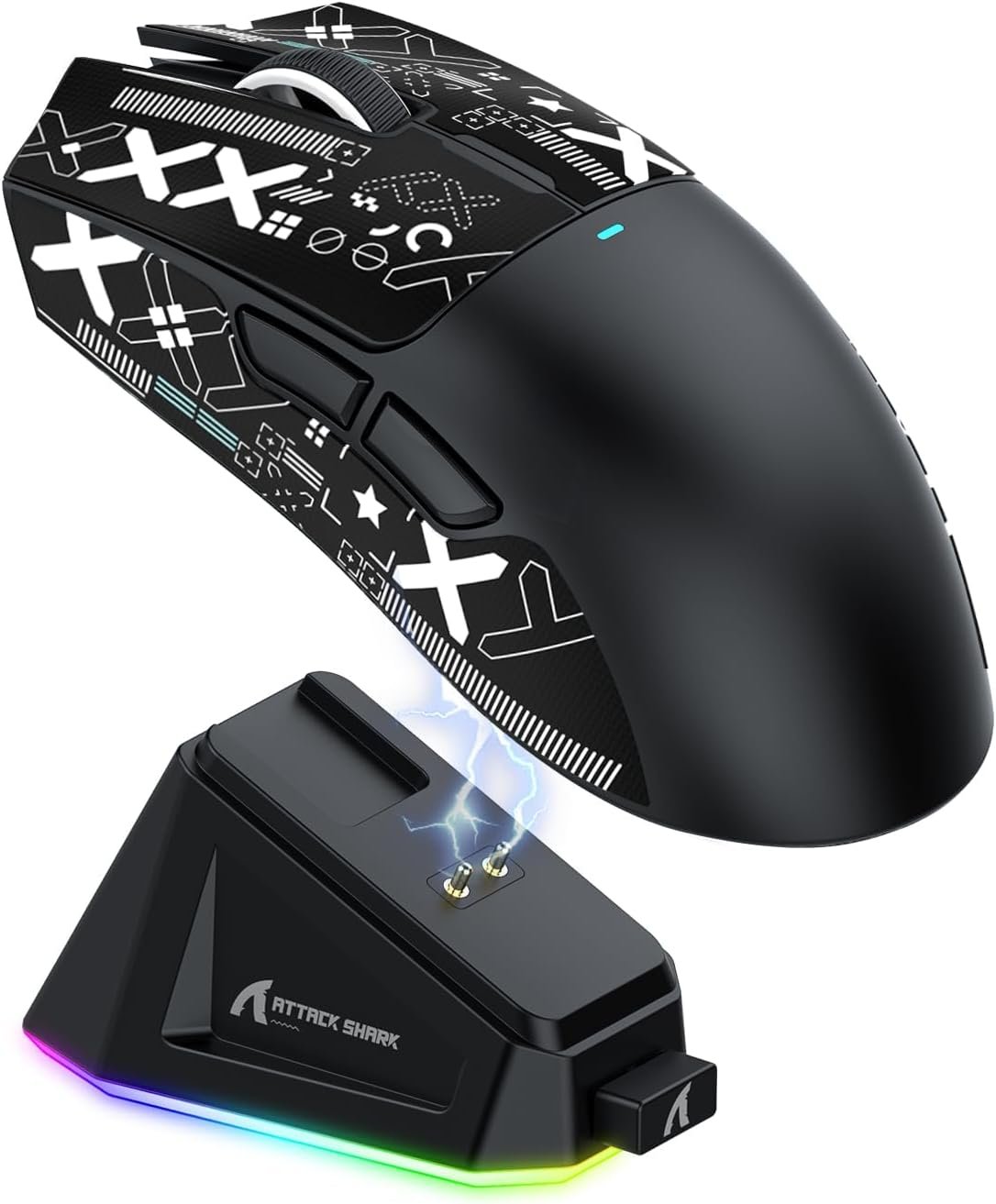 MAGIC-REFINER Attack Shark X11 59g Superlight Wireless Gaming Mouse with Grip Tape, RGB Charging Dock,BT/2.4G Wireless/Wired Pc Mouse, 22000 DPI,5 Programmable Buttons for Pc/Mac(Black) - Image 2