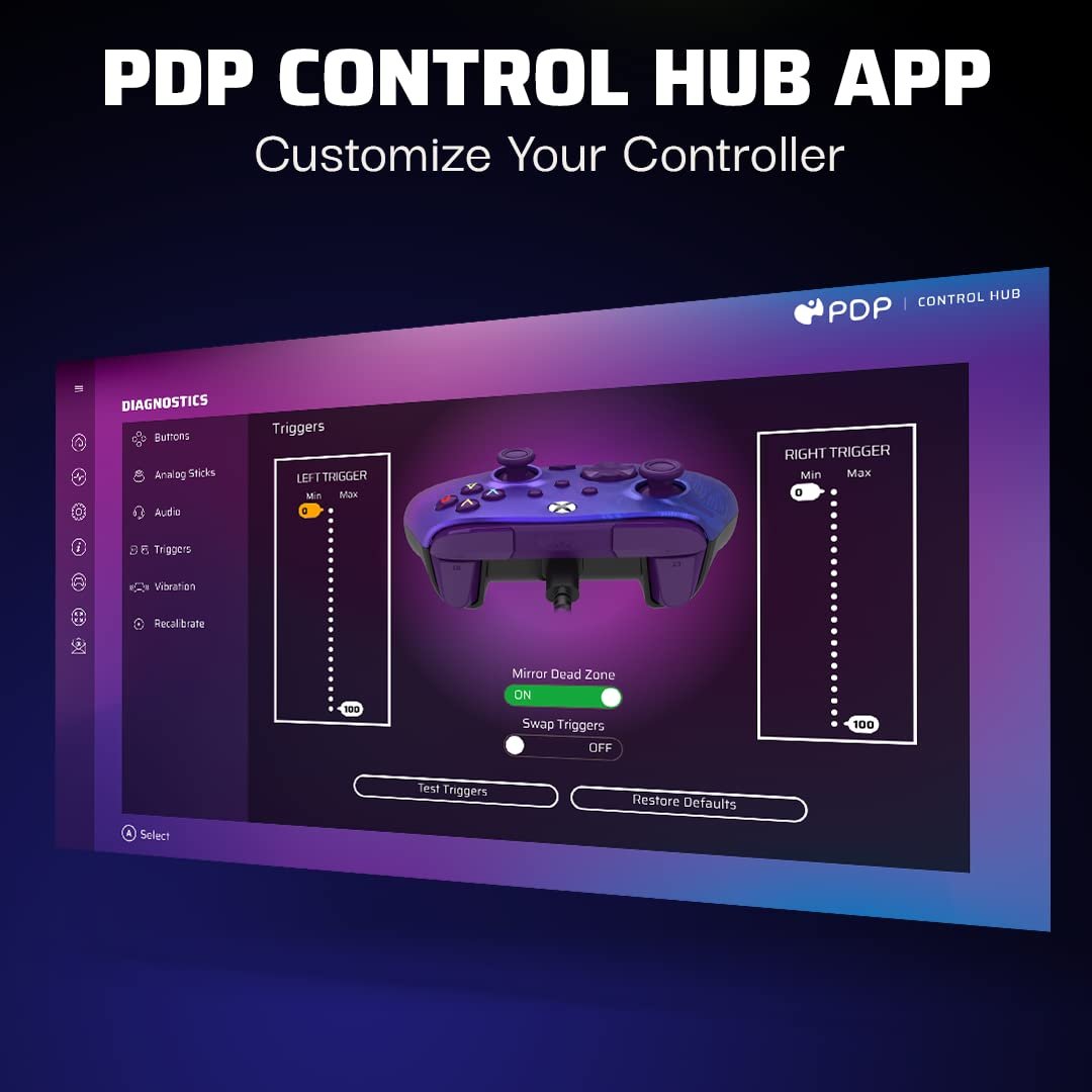 PDP Gaming REMATCH Enhanced Wired Gaming Controller: Licensed Gamepad for Xbox Series X|S, Xbox One, Windows PC, Mappable Back Buttons, Customizable Triggers, Audio Control, Companion App: Purple Fade - Image 3
