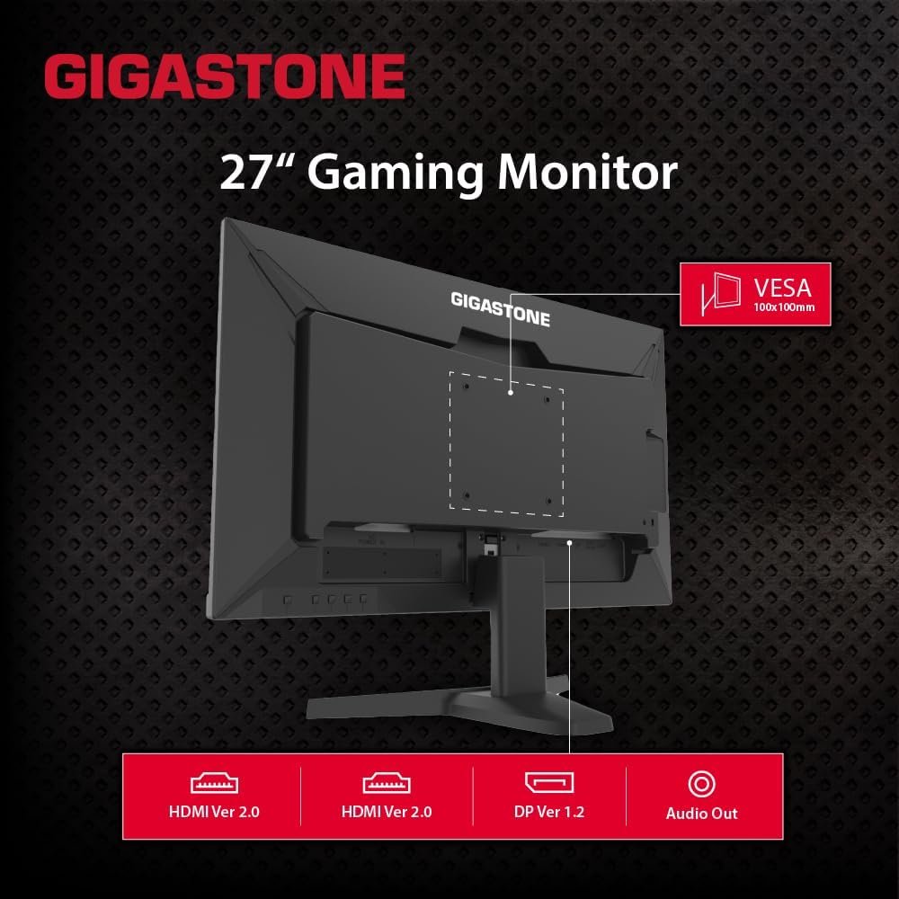 Gigastone 27 inch IPS LED Back Light Gaming Monitor 165Hz FHD 1920 x 1080, 178° Wide View Frameless PC Monitor, Built-in Speakers, FreeSync, Eye Care Technology, Ergonomic Tilt VESA Mount,DP,HDMI - Image 6