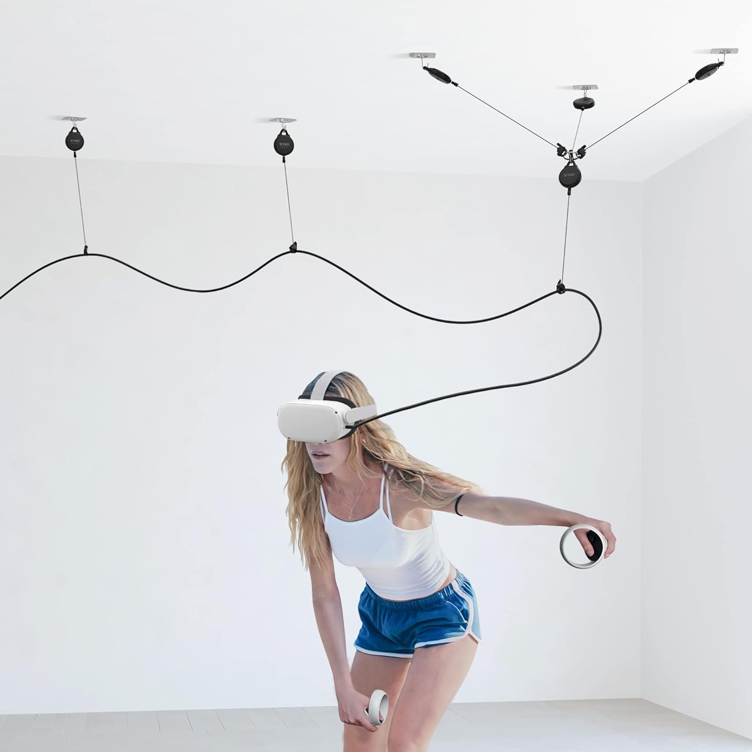 KIWI design VR Cable Management, 3 Packs VR Pulley System Compatible with Quest 3S/3/2/1/Pico/PSVR/PSVR2 - Image 9