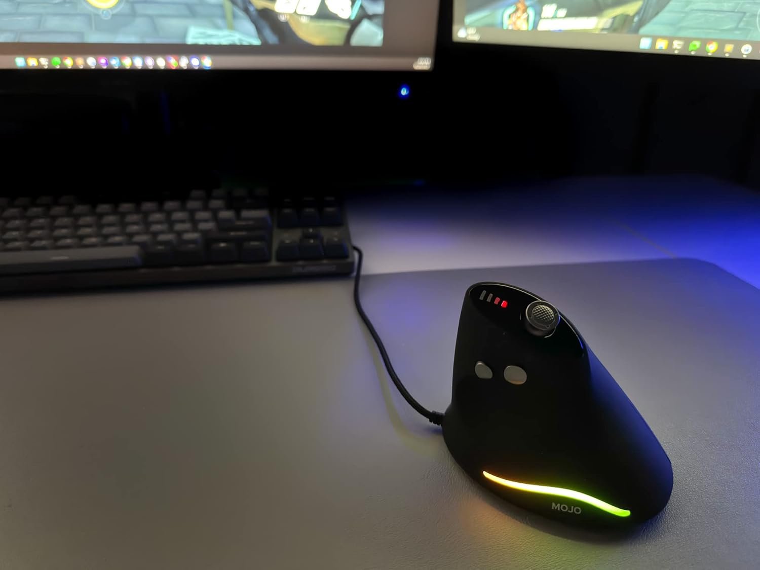 MOJO Silent Vertical Gaming Mouse - Ergonomic Mouse for PC Gaming w/ 4 Directional Joystick Buttons, Adjustable DPI (1000-10000), Custom Software, Macros, and More - Image 2