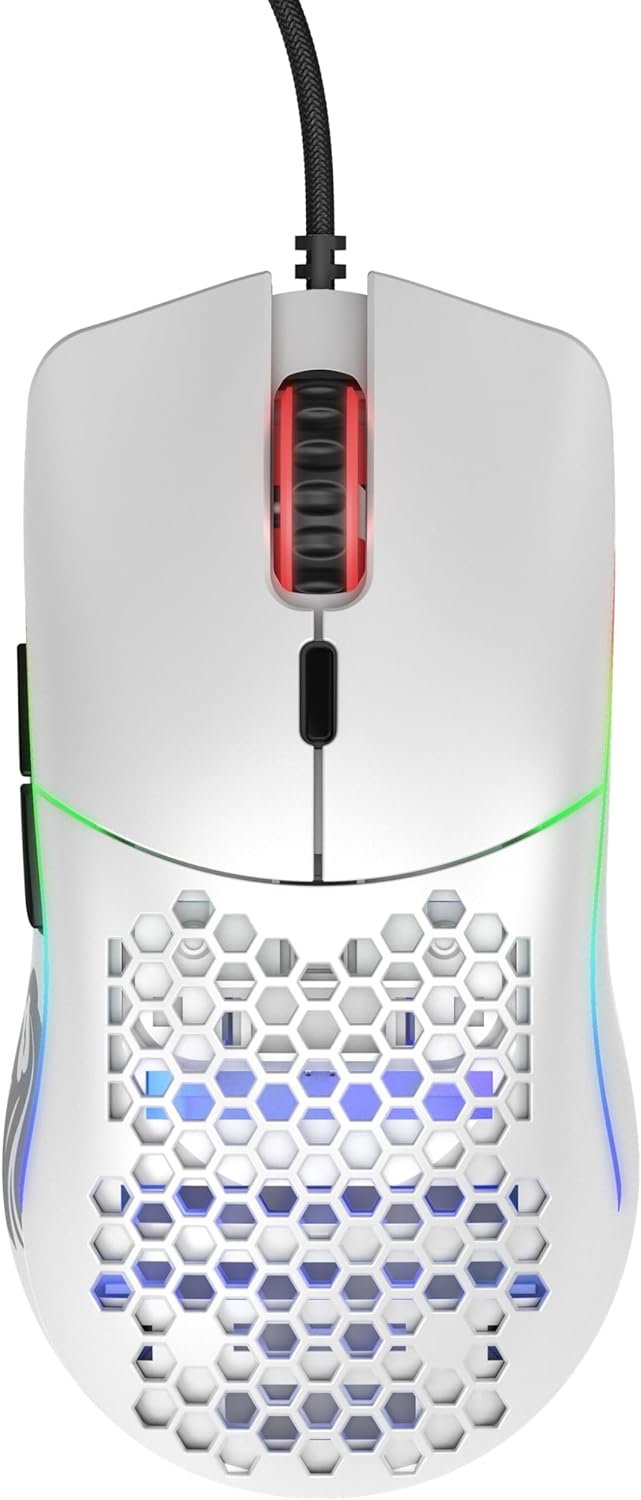 Glorious Model O Wired Gaming Mouse 67g Superlight Honeycomb Design, RGB, Pixart 3360 Sensor, Omron Switches, Ambidextrous - Matte White - Image 3
