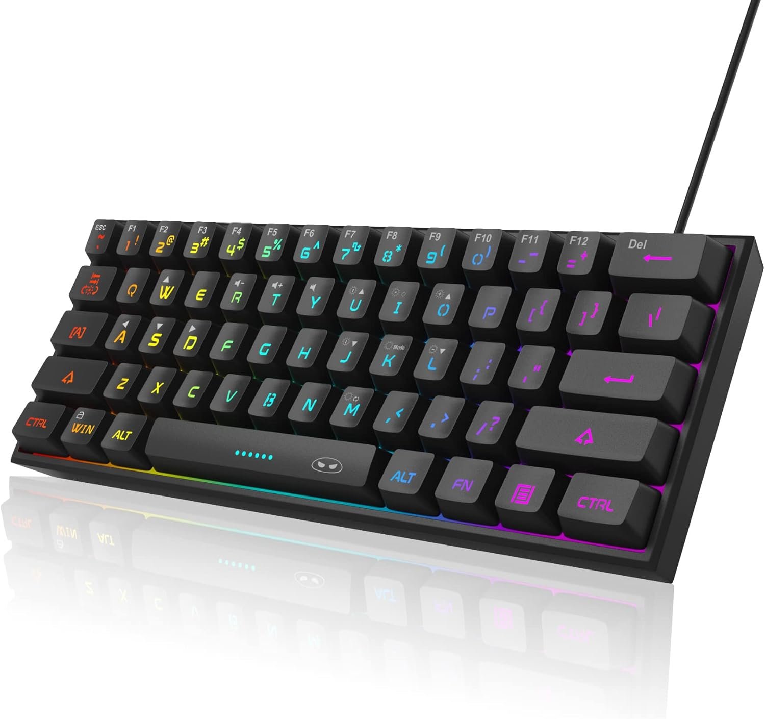 MageGee Mini 60% Gaming Keyboard, RGB Backlit 61 Key Ultra-Compact Keyboard, TS91 Ergonomic Waterproof Mechanical Feeling Office Computer Keyboard for PC, MAC, PS4, Xbox ONE Gamer(Black) - Image 2