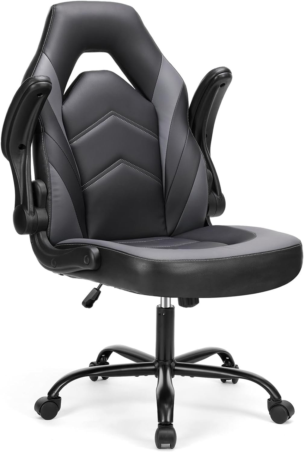 Sweetcrispy Computer Gaming Desk Chair - Ergonomic PU Leather with Comfy Lumbar Support, Height Adjustable Rolling Desk with Flip-up Armrests, for Home and Office - Image 2