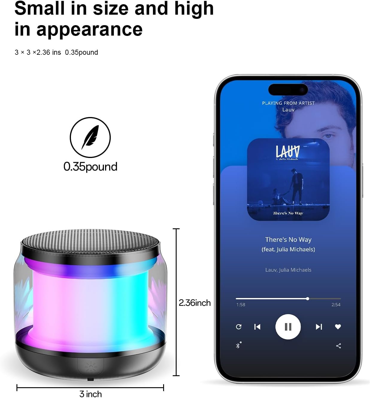 Mini Portable Bluetooth Speakers Wireless,TWS Pairing Small Bluetooth Speaker,with Lights and Lanyard,Gifts for Women/Girls, Boys and Kids for Christmas - Image 9