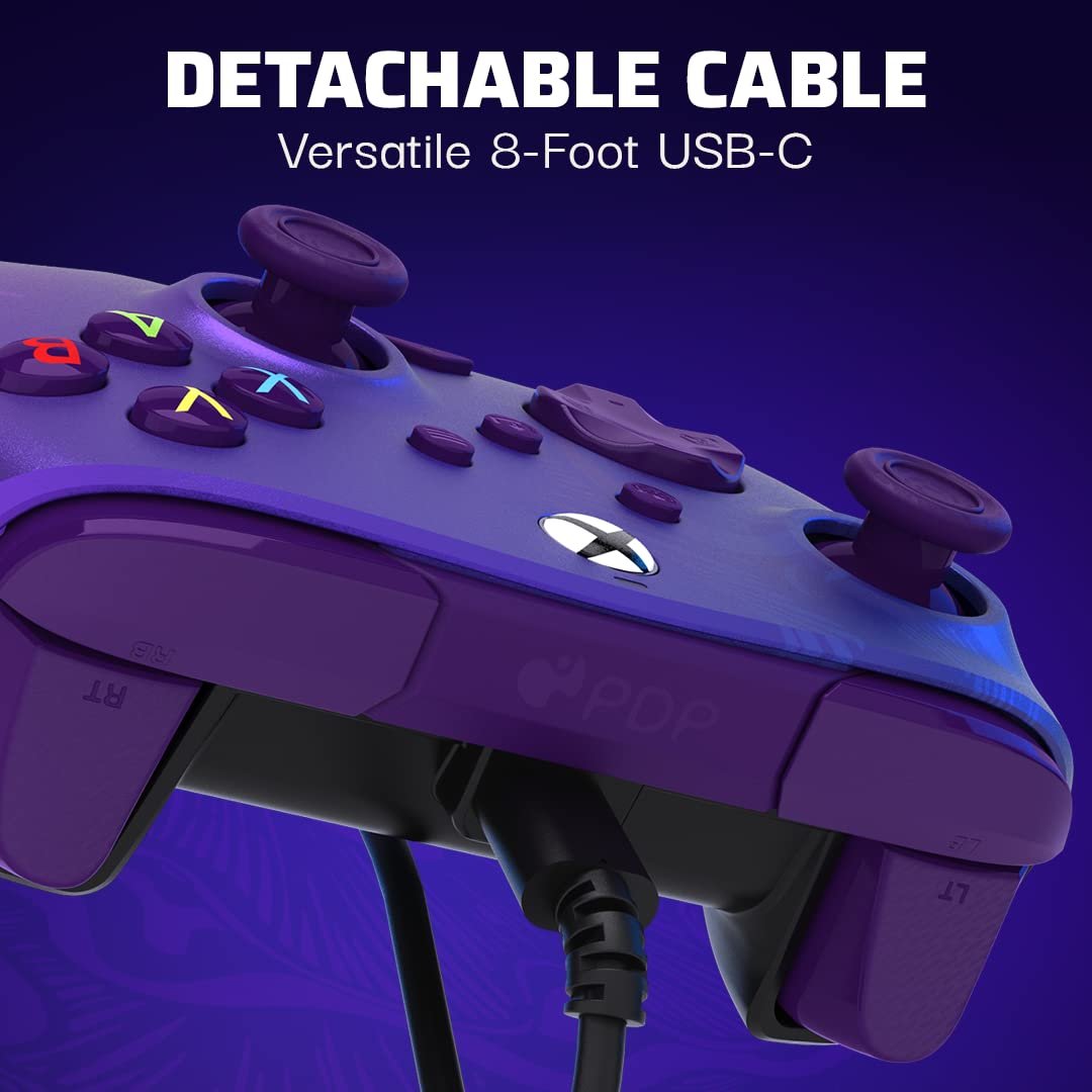 PDP Gaming REMATCH Enhanced Wired Gaming Controller: Licensed Gamepad for Xbox Series X|S, Xbox One, Windows PC, Mappable Back Buttons, Customizable Triggers, Audio Control, Companion App: Purple Fade - Image 6