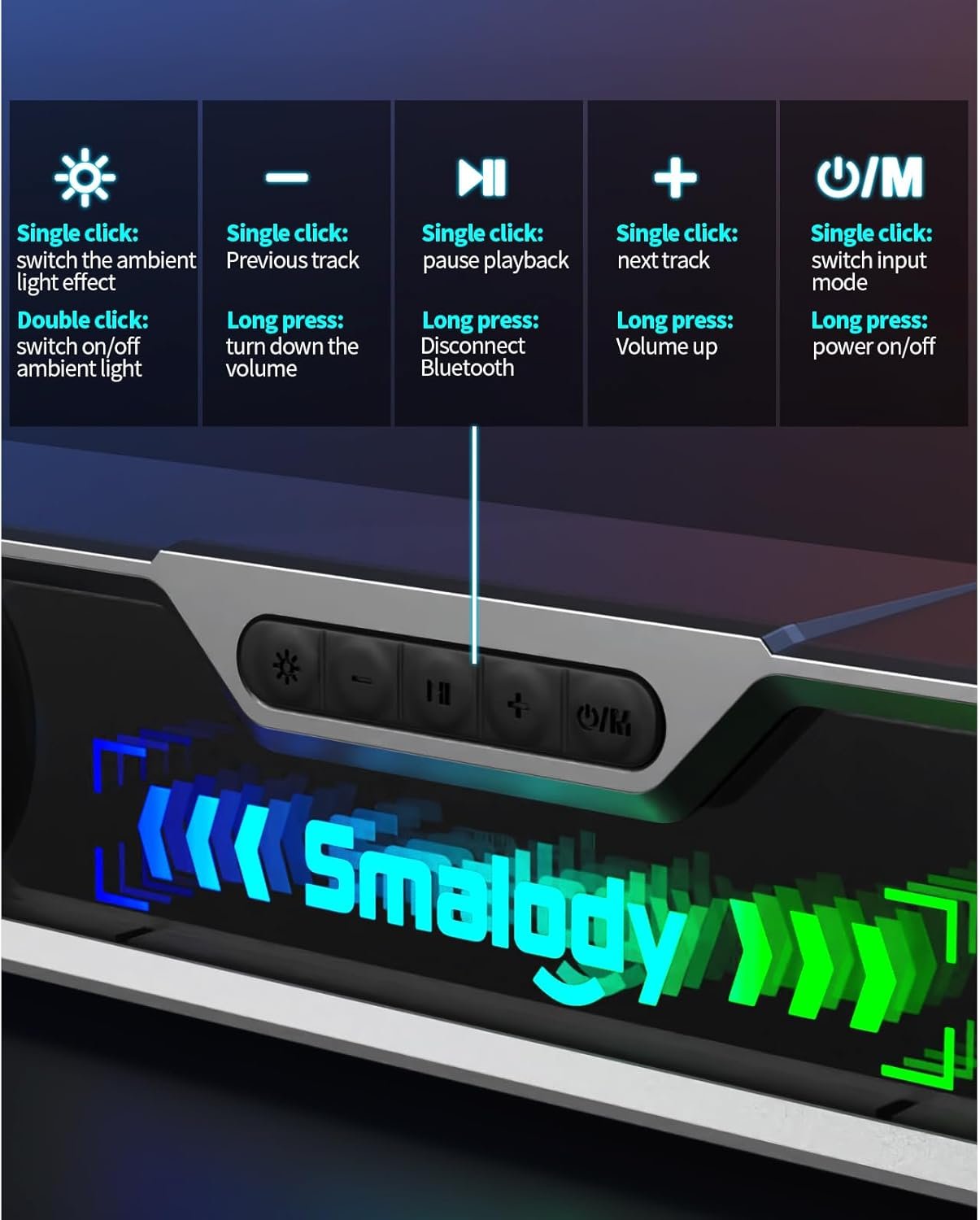 Desktop Computer Speaker, Wireless Bluetooth Sound Bar Speakers for PC, Wired USB Powerful Colorful RGB Speakers for Gaming Movies Decor - Image 8