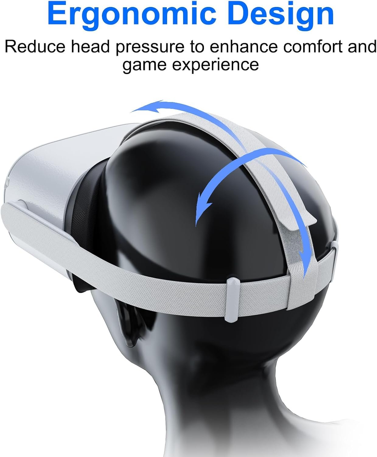 Original Head Strap for Oculus Quest 2, Replacement Head Strap for Meta Quest 2, VR Accessories with 2 Pair Thumb Grip Caps,for Oculus Quest 2 Head Strap,Compatible with Meta Quest 2 Head Strap - Image 5