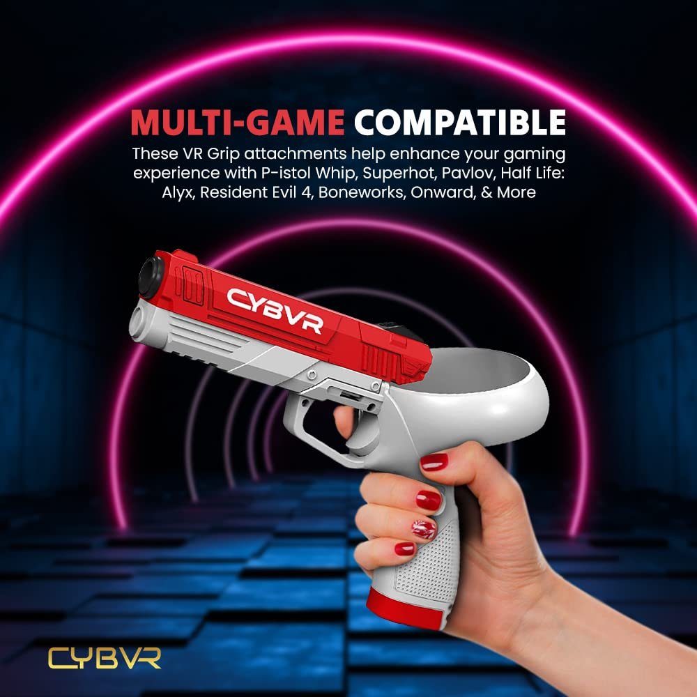 CYBVR Weighted Gun Stock Controller Grips for the Oculus Quest 2 - VR Accessories for the Meta Quest 2 - Image 6