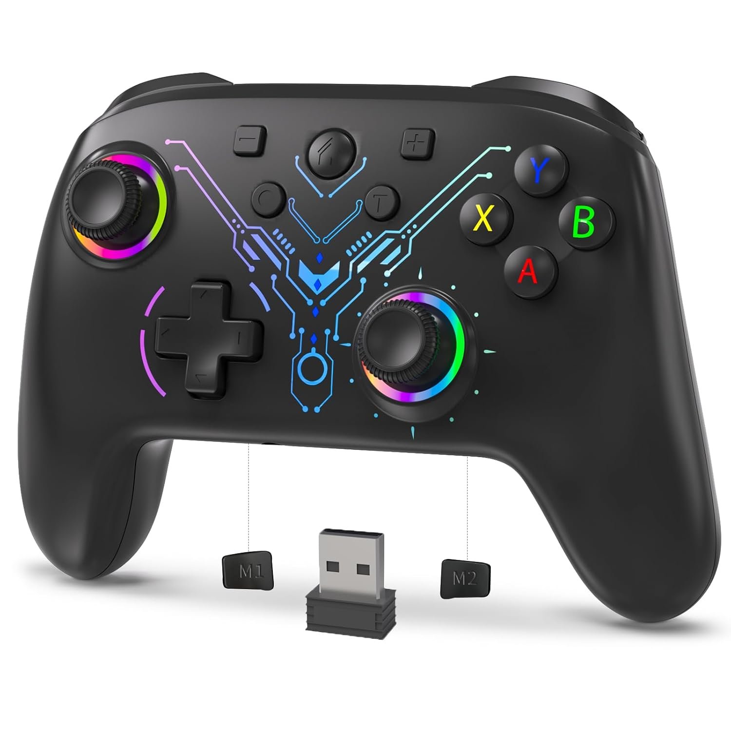 PC Controller, Wireless 2.4G PC Gaming Controller with RGB Light, Hall Effect Joysticks & Triggers, Programming, 1000mAh, Dual Vibration, Turbo, Switch Controller Compatible with for PC/Switch/Android/iOS - Image 2