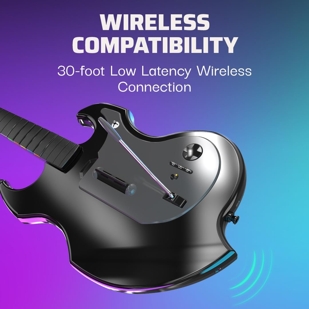 PDP RIFFMASTER Wireless Guitar Controller for Xbox Series X|S, Xbox One, Windows 10/11 PC, Rock Band 4, Fortnite Festival, Audio Jack, Rechargeable Battery, Officially Licensed by Microsoft – Black - Image 4