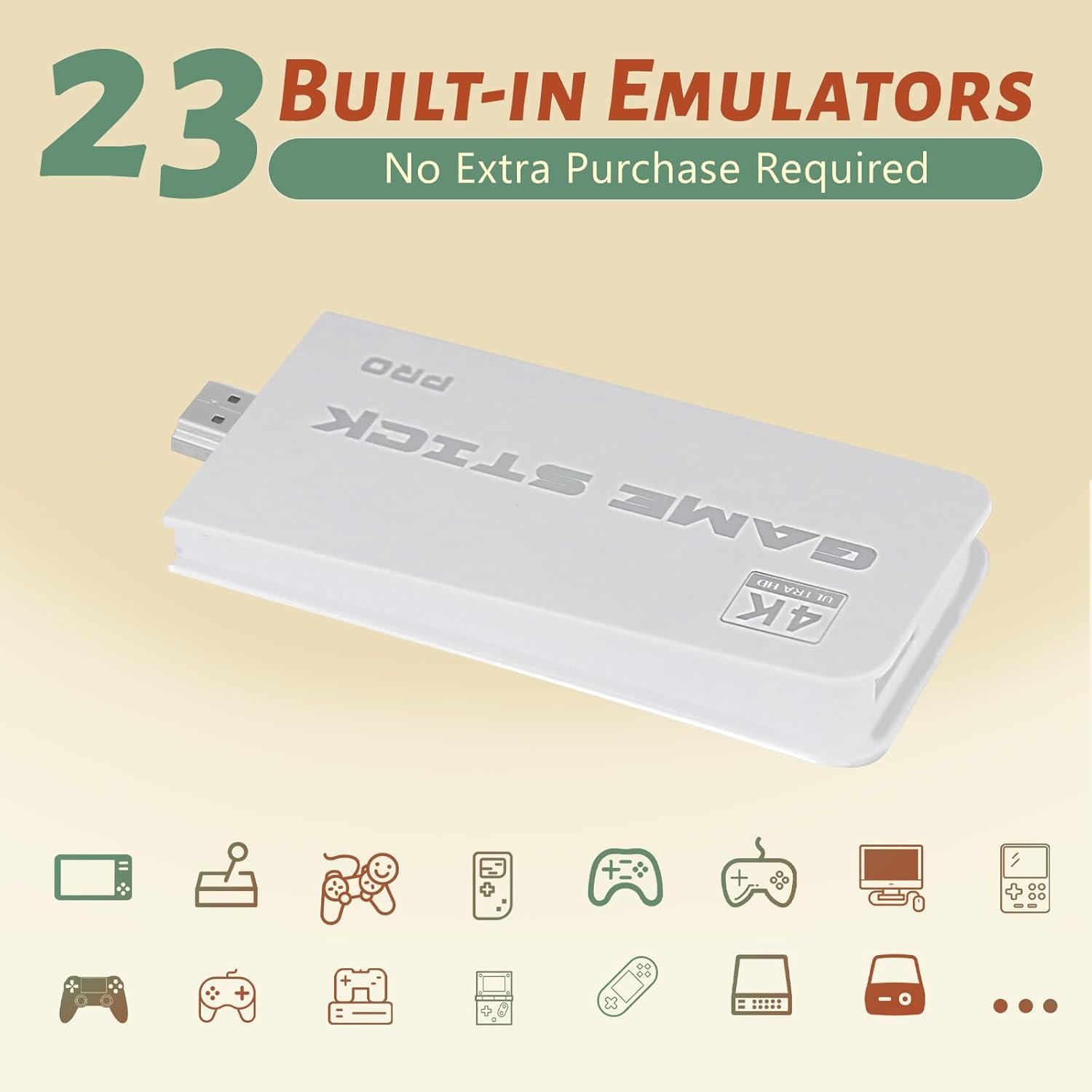 HRYYDS 2025 Retro Gaming Console Pro 4K HDMI with 40,000+ Built-in Classic Video Games - Plug & Play Game Stick for TV with 2 Wireless Controllers | 23 Emulator Support 64GB - Image 3