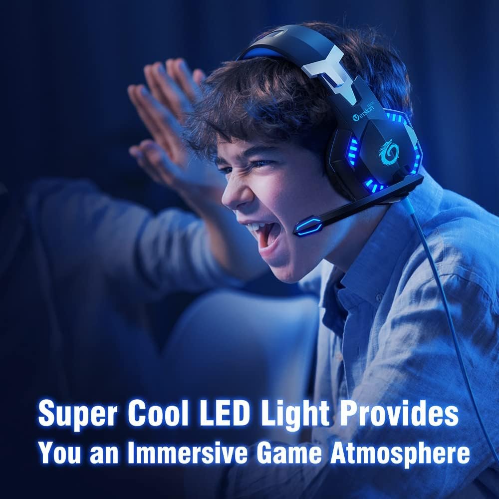 VersionTECH. G2000 Gaming Headset for PS5 PS4 Xbox One Controller,Bass Surround Noise Cancelling Mic, Over Ear Headphones with LED Lights for Mac Laptop Xbox Series X S Nintendo Switch NES PC Games - Image 8