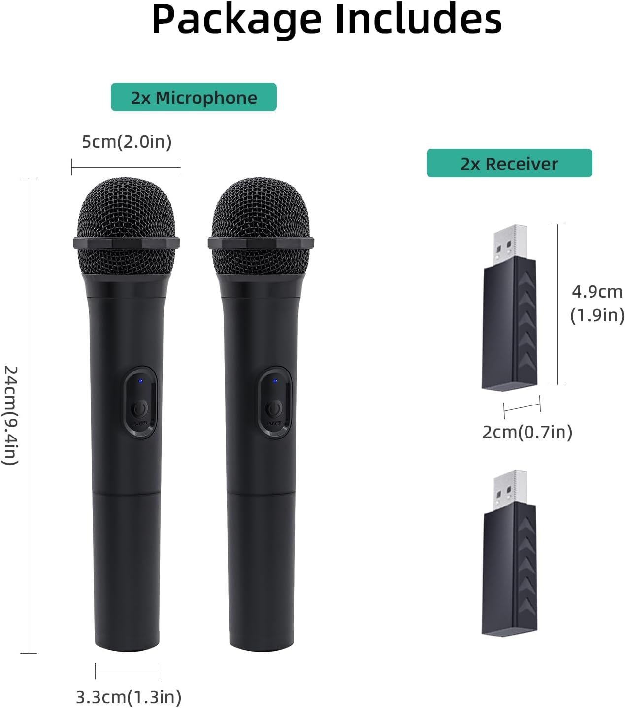 Mcbazel 2 Pack Wireless USB Gaming Microphone Compatible with Xbox Series X/S, PS5, Switch OLED, NS Switch, PC, PS4, PS3, PS2, Xbox One X/S, Xbox One, Xbox 360, Wii - Image 9