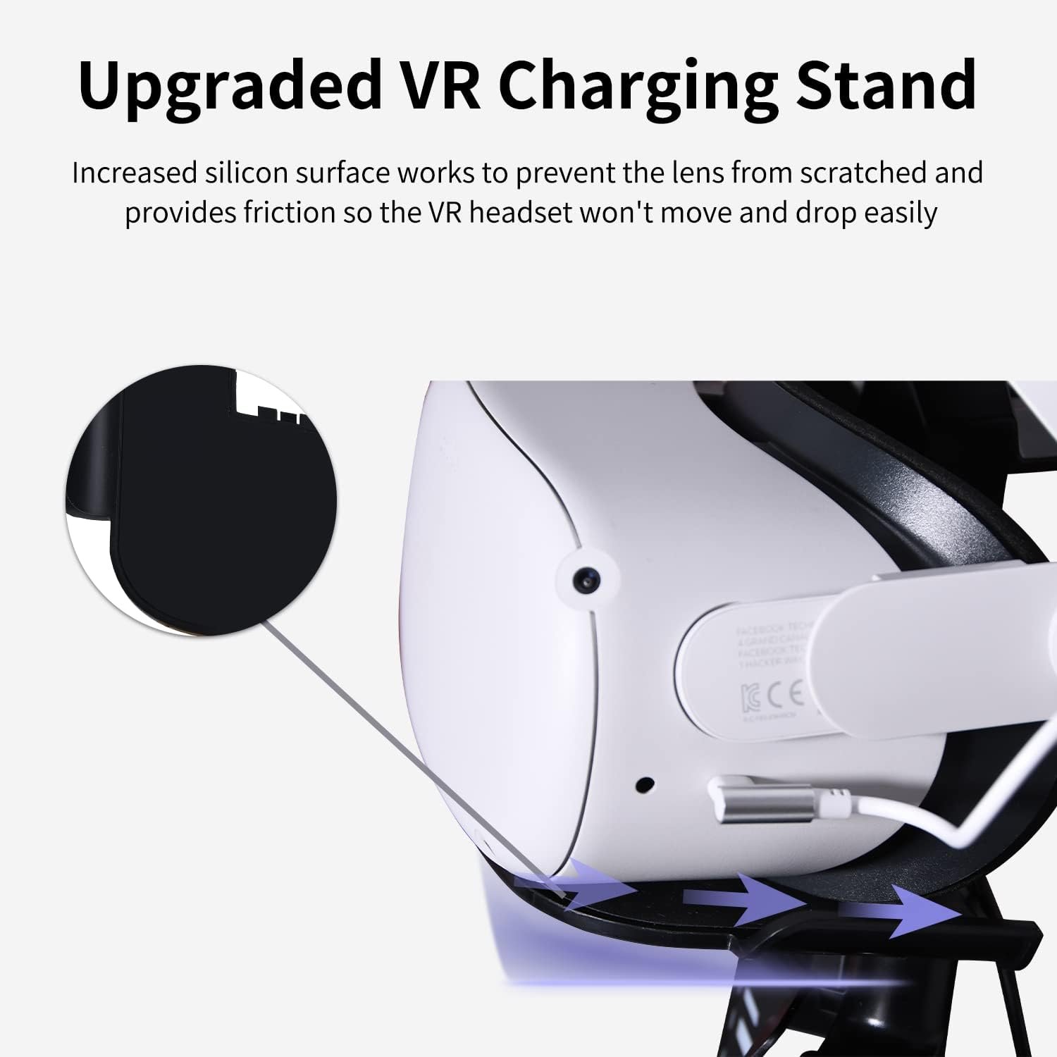 TechKen Charging Station for Quest 2, VR Headset Charging Dock for Quest 2 Accessories Stand Holder Supports Charging Headset with Type C Cable, VR Controllers Holder Stand - Image 6
