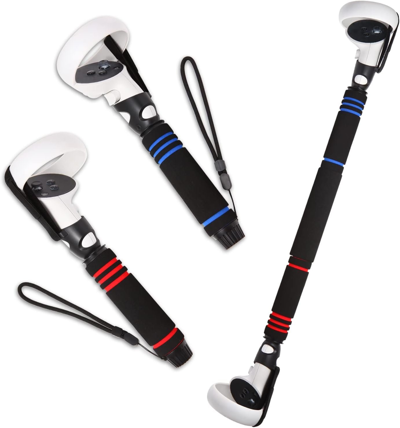 VR Game Handle Attachments for Oculus/Meta Quest 2 Handles,2 in 1 Upgraded Multipurpose VR Dual/Long Stick Handle Extension Grips for Quest 2 Controllers Playing BeatSaber Games - Image 2