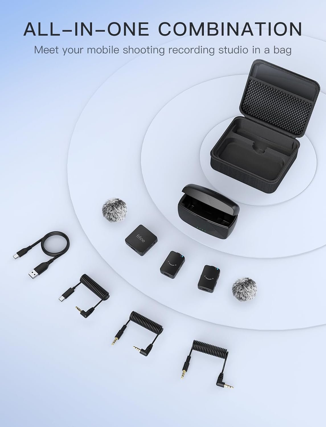 FIFINE Wireless Lavalier Microphone for iPhone/Android/Camera, 2 Pack Cordless Lapel Mic System for Vlog Recording Video YouTube/TikTok Interview, Condenser Clip-On Microphone with Charging Case-M9 - Image 9