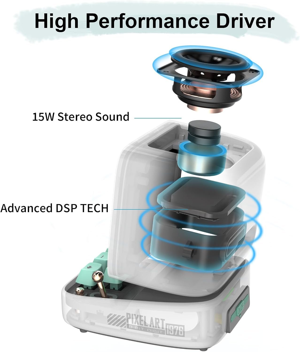 Divoom Ditoo Pixel Art Gaming Portable Bluetooth Speaker with App Controlled 16X16 LED Front Panel, Also a Smart Alarm (White) - Image 7