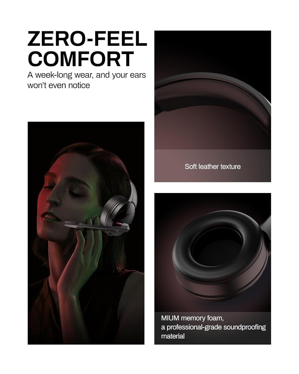 Acer Nitro Wireless Gaming Headset | Non-Stop 100H Battery | Dynamic 50mm Drivers | Clear Voice Mic | Bluetooth5.3, 3.5mm | Gaming Headphones for PC, Meeting, Music, PS4 & PS5 Headset - Black - Image 5
