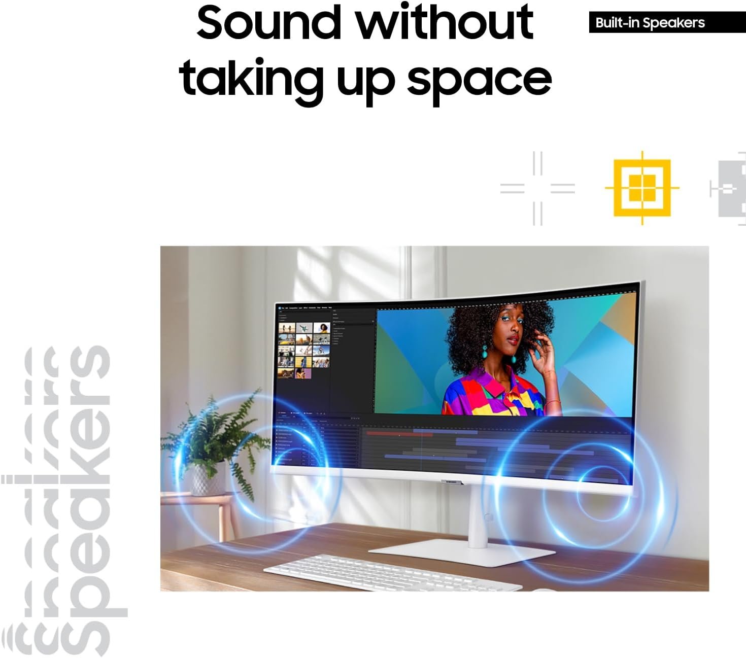 SAMSUNG 34” ViewFinity S65TC Series Ultra-WQHD 1000R Curved Computer Monitor, HDR10, 100Hz, AMD FreeSync, Thunderbolt 4, Height Adjustable Stand, Built-in Speakers, Eye Care, LS34C650TANXGO, 2024 - Image 6