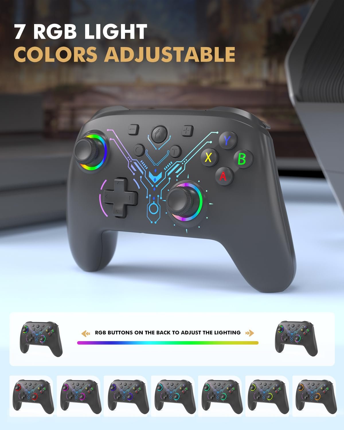 PC Controller, Wireless 2.4G PC Gaming Controller with RGB Light, Hall Effect Joysticks & Triggers, Programming, 1000mAh, Dual Vibration, Turbo, Switch Controller Compatible with for PC/Switch/Android/iOS - Image 3
