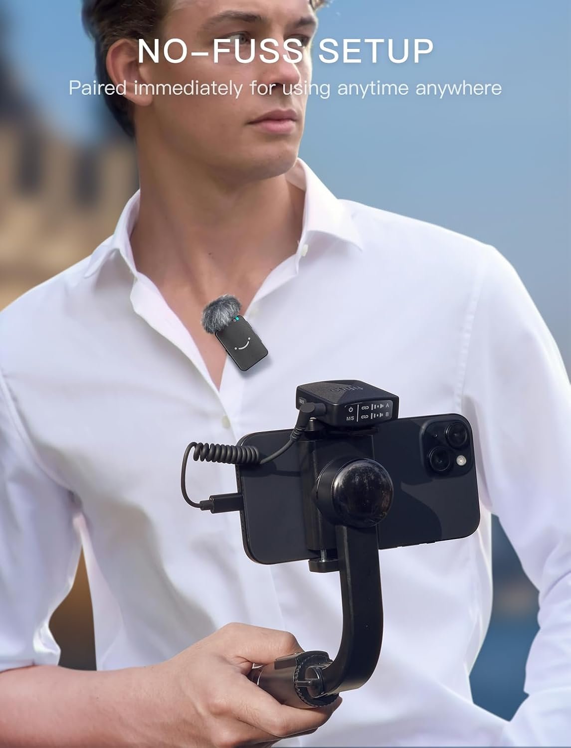 FIFINE Wireless Lavalier Microphone for iPhone/Android/Camera, 2 Pack Cordless Lapel Mic System for Vlog Recording Video YouTube/TikTok Interview, Condenser Clip-On Microphone with Charging Case-M9 - Image 5