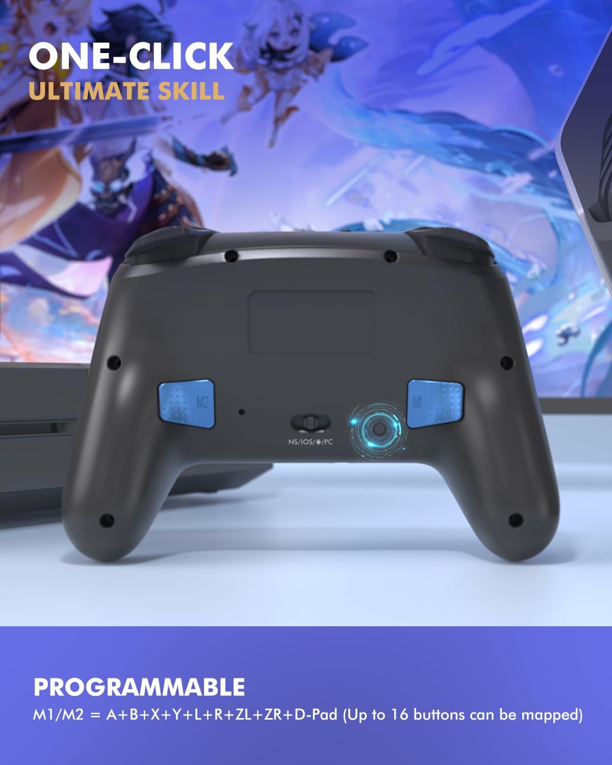 PC Controller, Wireless 2.4G PC Gaming Controller with RGB Light, Hall Effect Joysticks & Triggers, Programming, 1000mAh, Dual Vibration, Turbo, Switch Controller Compatible with for PC/Switch/Android/iOS - Image 6