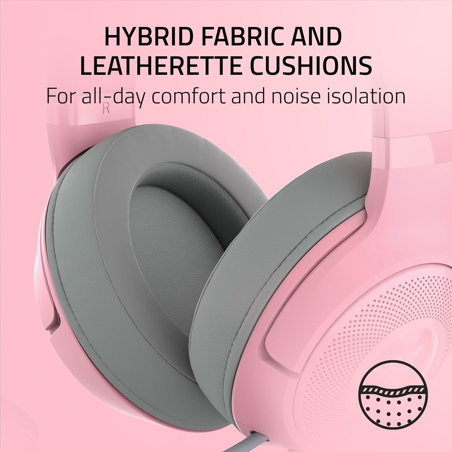 Razer Kraken Kitty V2 USB Wired Headset: Chroma RGB Kitty Ears - Stream Reactive Lighting - HyperClear Cardioid Mic - 40 mm Drivers - 7.1 Surround Sound - Comfortable Ear Cushions - Quartz Pink - Image 8