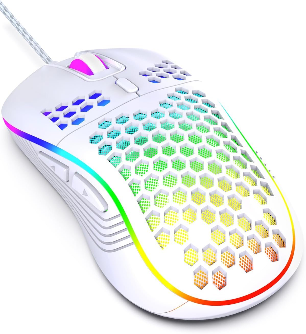 Wired Gaming Mouse, Computer Mouse Ergonomic Mice Honeycomb Design with RGB Backlight, 6 Buttons for PC/Mac/Laptop - Image 10