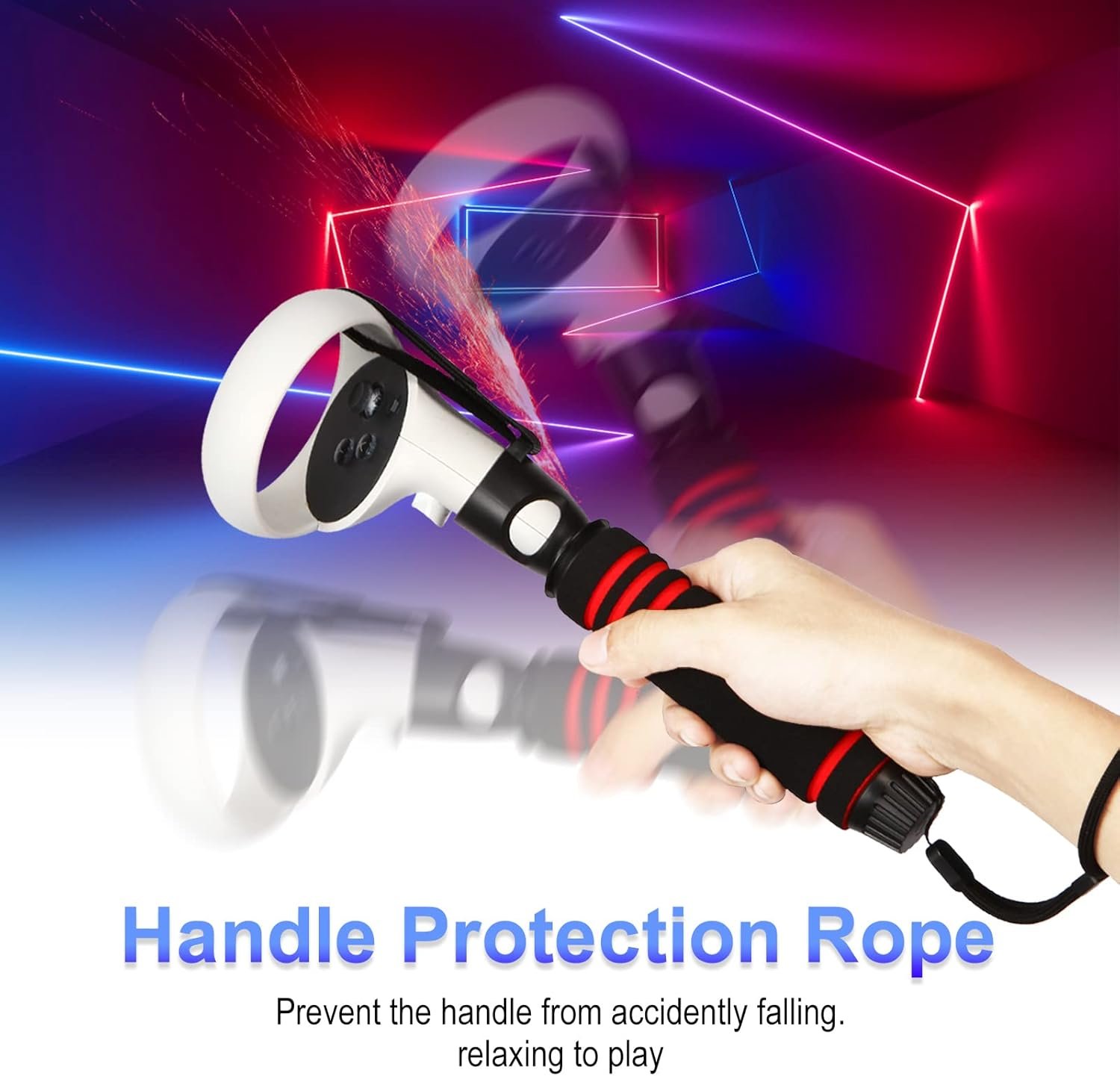 VR Game Handle Attachments for Oculus/Meta Quest 2 Handles,2 in 1 Upgraded Multipurpose VR Dual/Long Stick Handle Extension Grips for Quest 2 Controllers Playing BeatSaber Games - Image 3