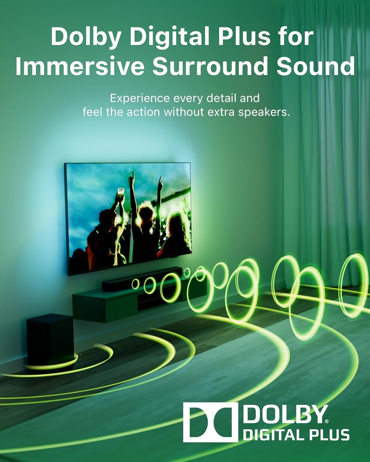 PHILIPS B5309 Soundbar 2.1 with Wireless Subwoofer and Immersive DTS Virtual:X Audio Technology - 240W Max Power, Deep Bass, Bluetooth 5.4, Four EQ Modes, HDMI ARC and USB connectivity - Dark Grey - Image 5