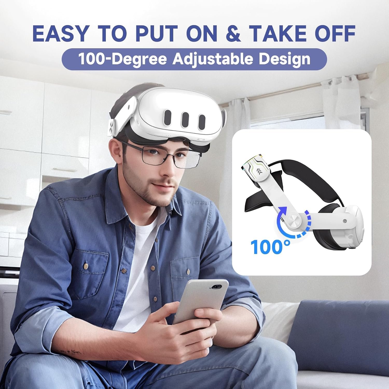 RGB Head Strap with Battery for Meta/Oculus Quest 3/Quest 3S, 10000mAh Battery Pack for Extended 8H of Playtime, Fast Charging VR Power, Adjustable Elite Strap Enhanced Support and Balance in VR - Image 5