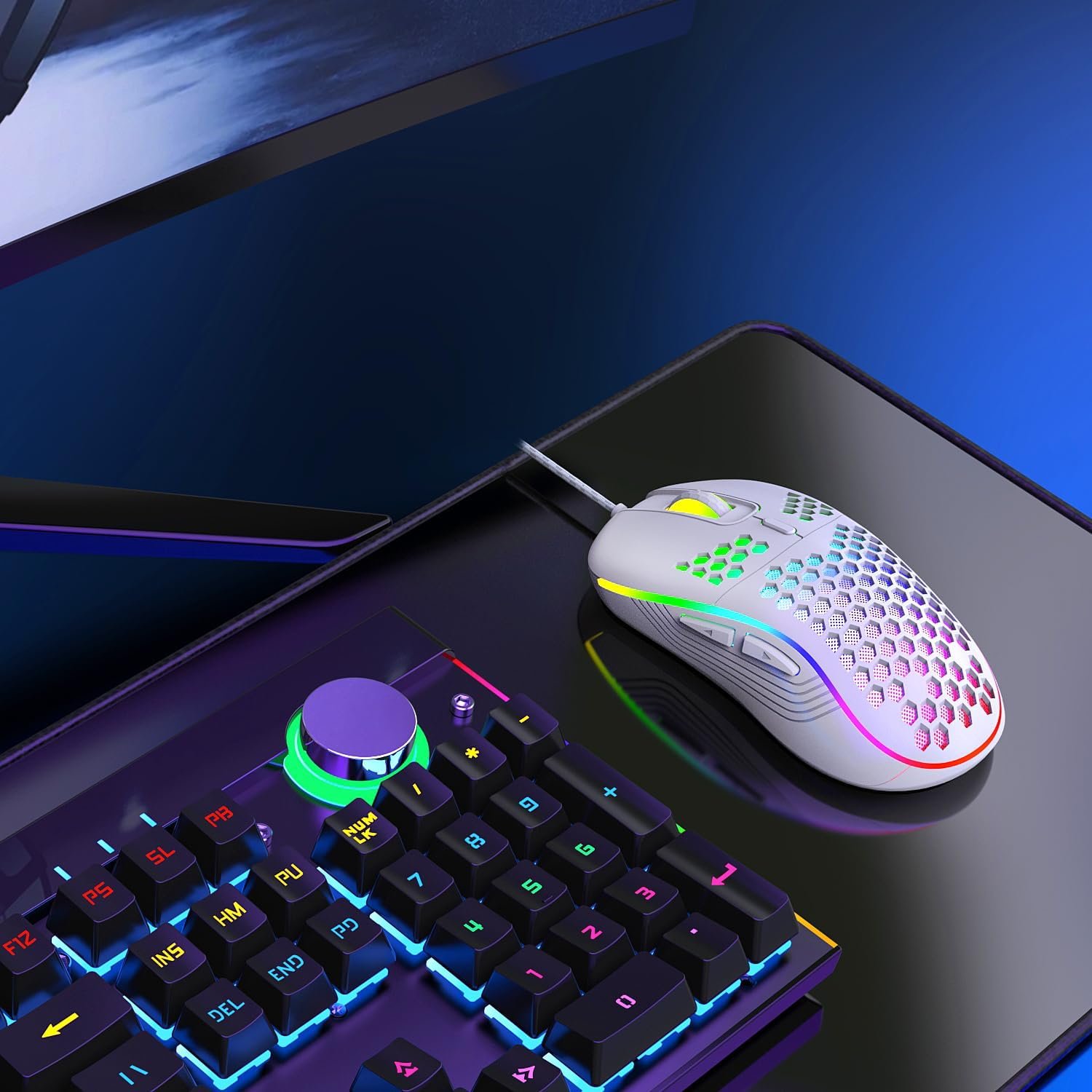 Wired Gaming Mouse, Computer Mouse Ergonomic Mice Honeycomb Design with RGB Backlight, 6 Buttons for PC/Mac/Laptop - Image 9