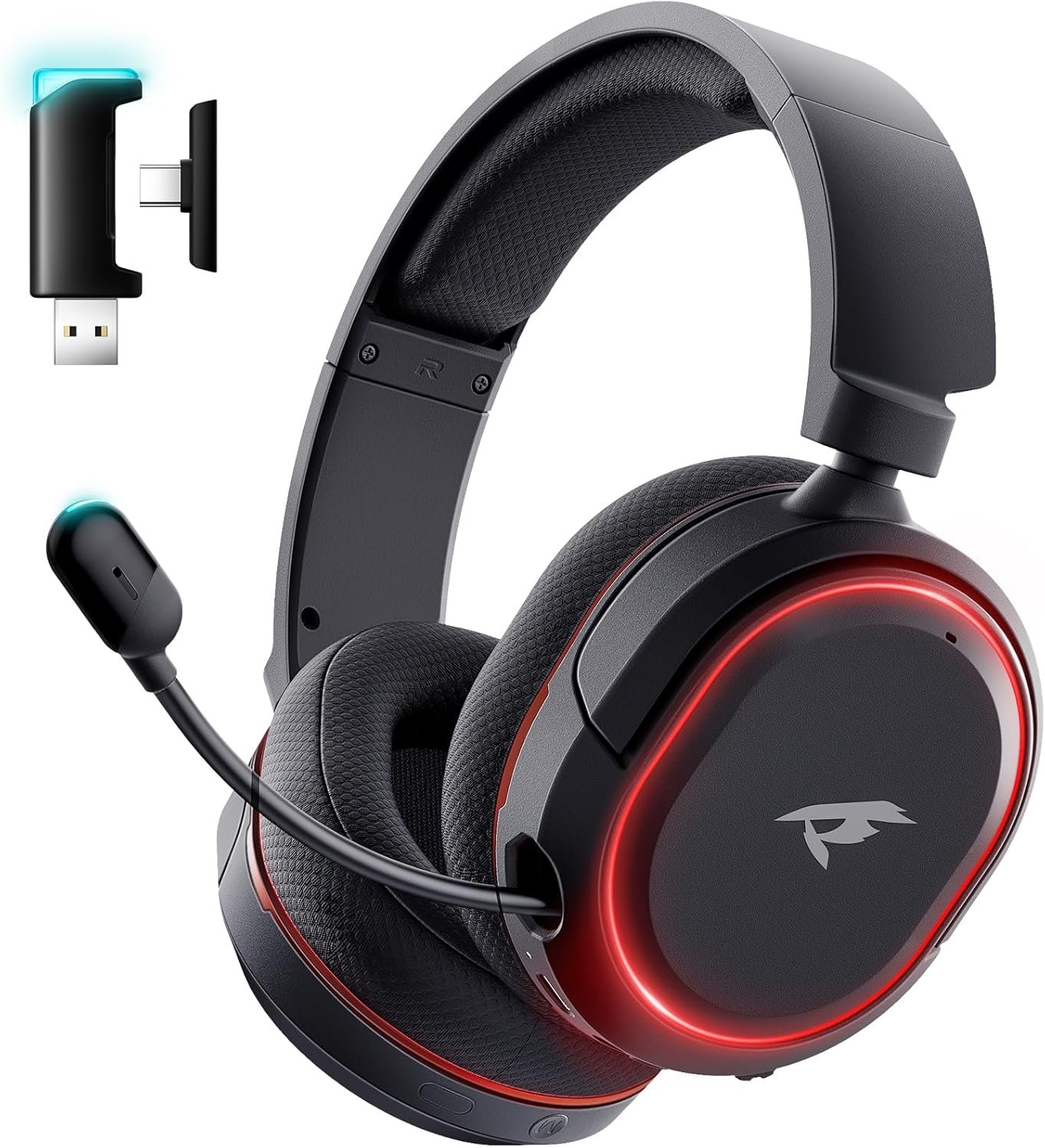 Wireless Gaming Headset, 7.1 Surround Sound, 2.4Ghz USB Gaming Headphones Bluetooth 5.4,100-Hr Noise Canceling Mic RGB Light, Wireless Headset for PC PS5 PS4 Mac Switch,ONLY Wired Mode Suit for Xbox - Image 2
