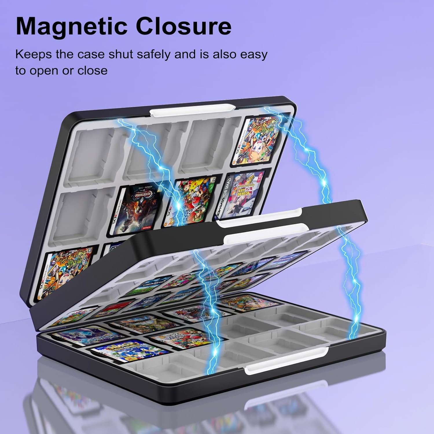 TiMOVO 60 Game Card Case for Switch OLED/Switch/3DS/2DS, 60 Slots Switch Game Holder Cartridge For 24 3DS/3DSXL/DS/DSi Cards & 60 Switch & 36 SD Cards, 3 in 1 Portable Game Storage Case, Black & Gray - Image 5