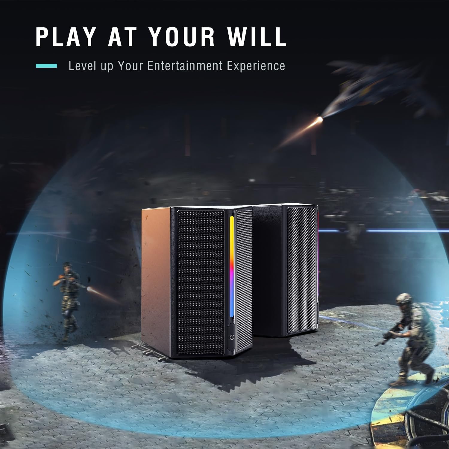 FIFINE Computer Speakers, Desktop PC Speakers with Volume Control, RGB Gaming Loudspeakers Wired with 3.5mm Aux Audio Cable for Laptop Monitor Phone Tablet-AmpliGame A20 - Image 6