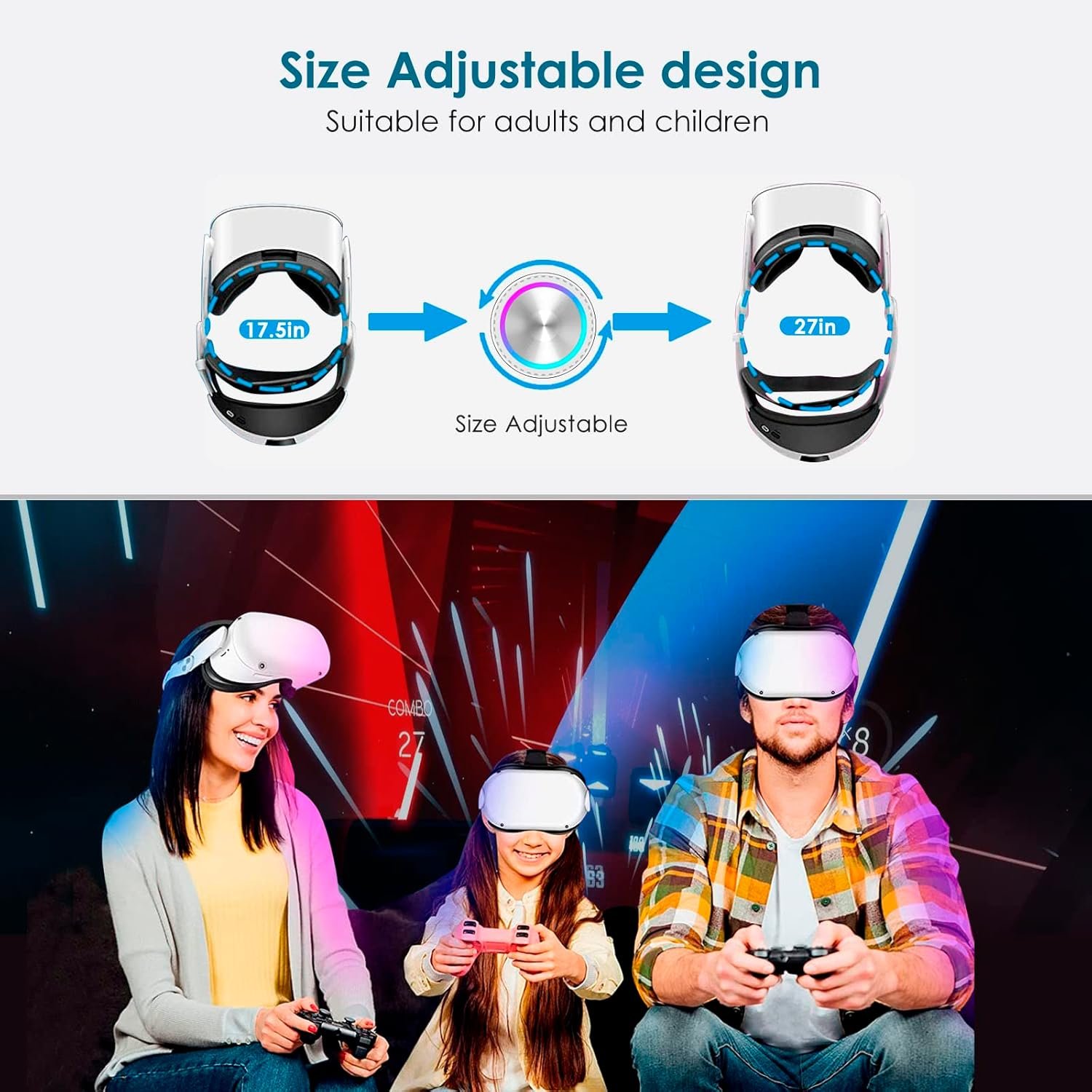 Head Strap Battery Pack for Oculus Quest 2, Replacement Elite Strap 8000mAh Rechargeable Battery PC Accessories, Adjustable Headset with LED Backlight for Meta VR by JYMEGOVR (Black) - Image 8