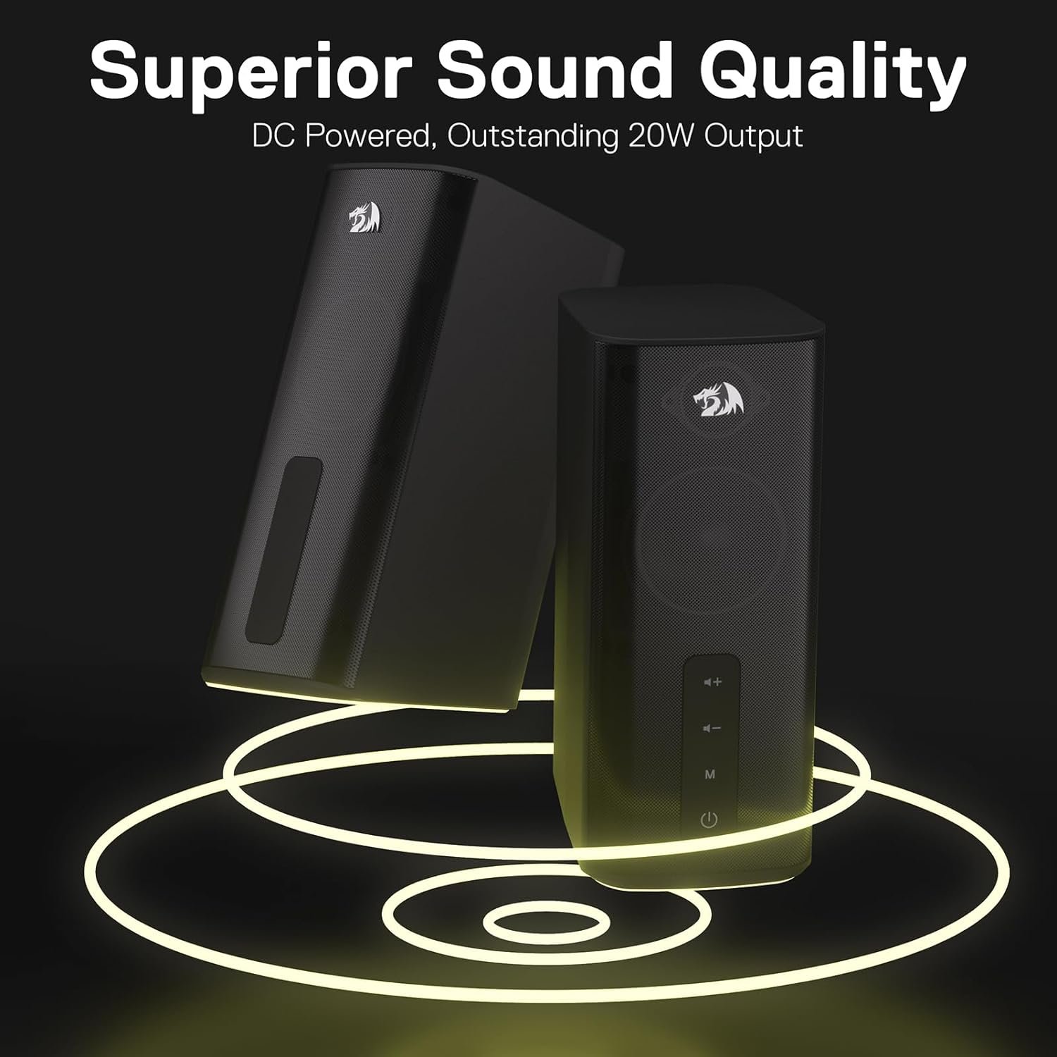 Redragon GS814 Stereo Desktop Speaker, 20W Output, 4 Real Units, BT 5.0/3.5mm AUX, Enhanced Bass, Touch-Control, Dynamic RGB Lighting - Image 4