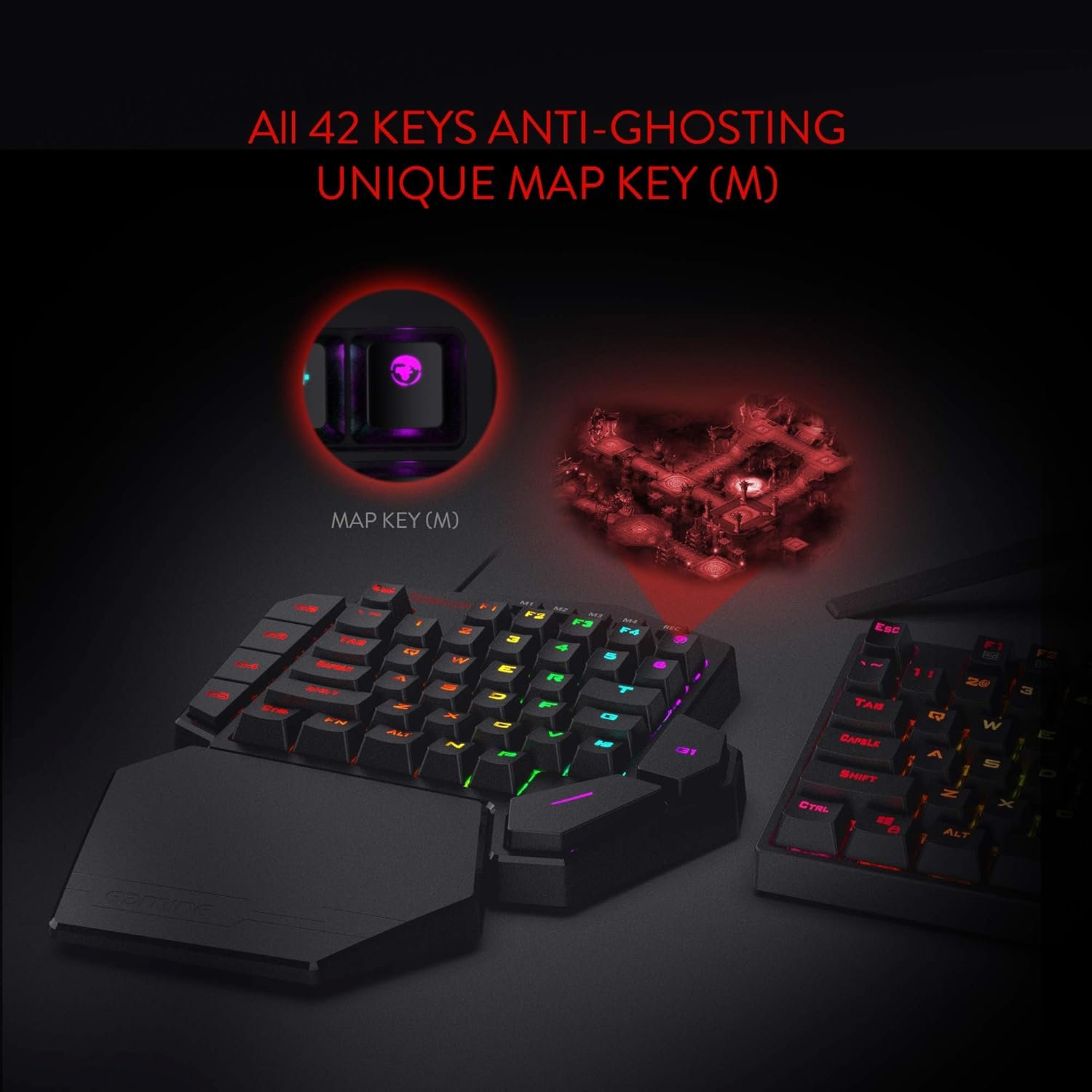 Redragon K585 DITI Wired One-Handed RGB Mechanical Gaming Keyboard, 42 Keys Type-C Professional Gaming Keypad w/Upgraded Hot-Swappable Socket, 7 Onboard Macro Keys & Detachable Wrist Rest - Image 8